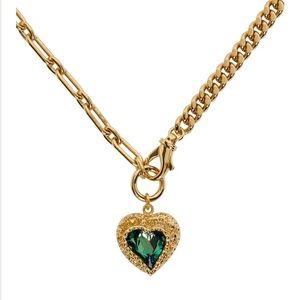 Swarovski Gold Heart Necklace with Green Crystal